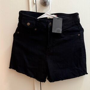 Women's Black Denim Mom Shorts